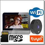 Видеоглазок с монитором Tuya Wi-Fi "HDcom DW6-Tuya" для двери с записью на SD карту и датчиком движения